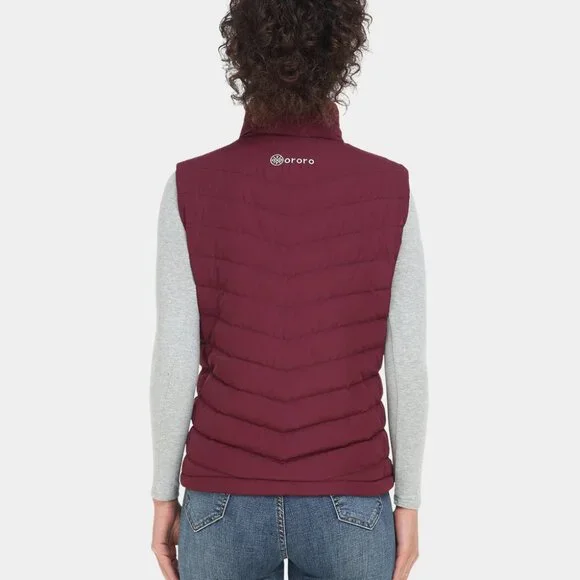 Ororo Women's Heated Lightweight Down Vest (Apparel Only) Wine Red XS - Picture 3 of 16